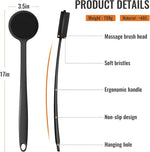 vwmYq silicone shower brush with double-sided head, 17in long handle, extra-soft bristles for exfoliating and massage