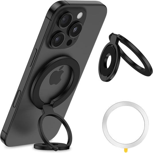 Magnetic Phone Grip Ring Holder for MagSafe Magnet Cell Phone Grip Kickstand Two-Sided Finger Ring Magnetic Stand for iPhone 17 Pro Max 16 Pro 16e 16 Plus 15 Samsung Galaxy S25 Edge S24 FE S23 S22 S21