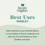 Simply Organic Italian Parsley Organic Flakes 0.26-Ounce Jar Kosher Fresh Green-Leafy Taste
