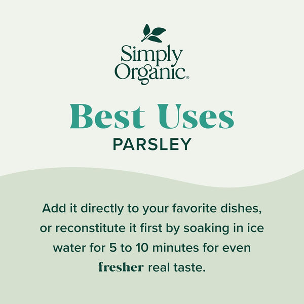 Simply Organic Italian Parsley Organic Flakes 0.26-Ounce Jar Kosher Fresh Green-Leafy Taste