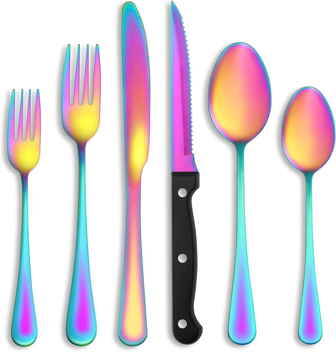 MUTNITT Silverware Set with Steak Knives Service for 4,Stainless Steel Flatware, Mirror Polished Cutlery Utensil Set for Home Kitchen Eating Tableware, Include Fork Knife Spoon, Dishwasher Safe