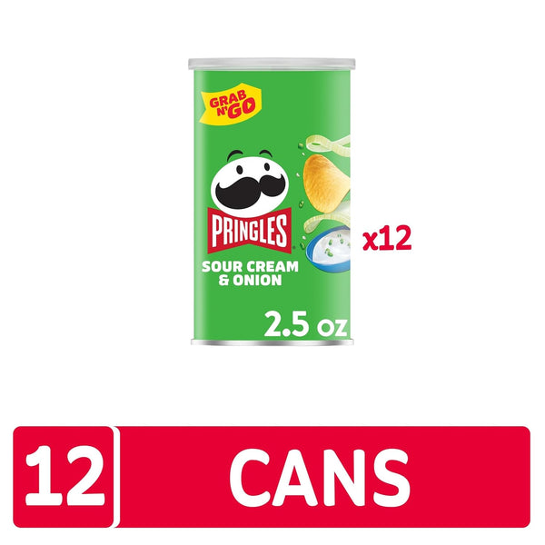 Sour Cream and Onion Flavored Pringles Potato Crisps, 12 Cans, 1.88 Pounds