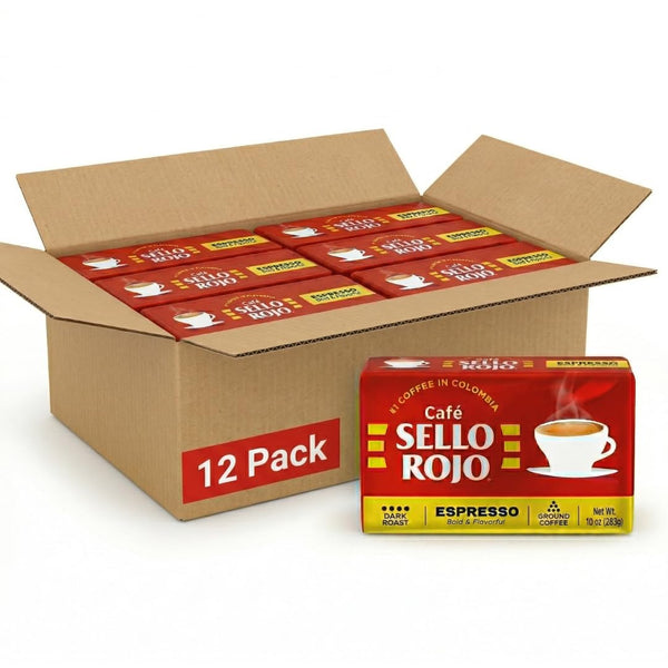 Sello Rojo Espresso Brick - Bold & Flavorful Colombian Ground Coffee, 10 oz