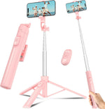 Selfie Stick Travel Tripod for Cell Phone with Remote Control and Phone Holder, Extendable Selfie Stick for iPhone, iPhone Tripod for Video Recording, 50 Inch, Black