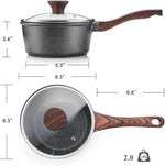 Small Nonstick Saucepan with Lid, Swiss Granite Coating, Stay-cool Handle, Multipurpose Handy Sauce Pot