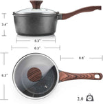 Sensarte 1.5 Qt Nonstick Saucepan with Lid, Swiss Granite Coating, Stay-cool Handle, PFOA Free