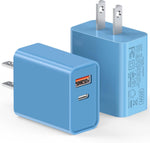 Dual Port USB C Wall Charger Block for iPhone and Samsung