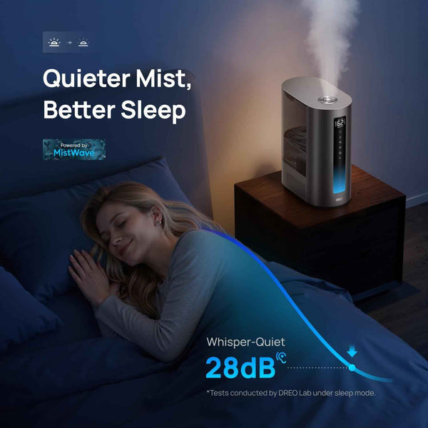 Dreo HM713S 6L Smart Humidifier for Large Bedroom, 60Hr Quiet Runtime, Warm & Cool Mist, Humidity Sensor
