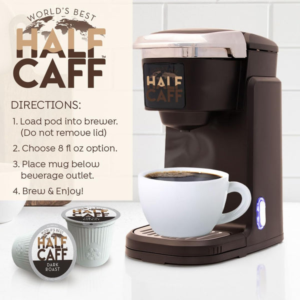 Half Caff Dark Roast Coffee Pods, 100 ct, Single Serve Pods, 100% Arabica, Keurig Compatible