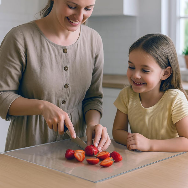 Acrylic cutting board with counter lip for kitchen countertop protection