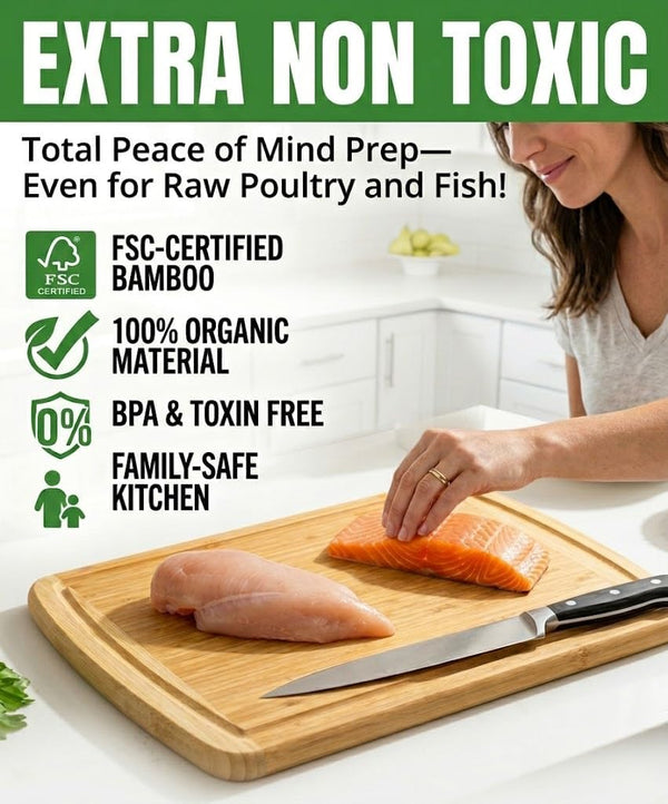 Extra Large Bamboo Cutting Board with Vertical Grain Strength Technology