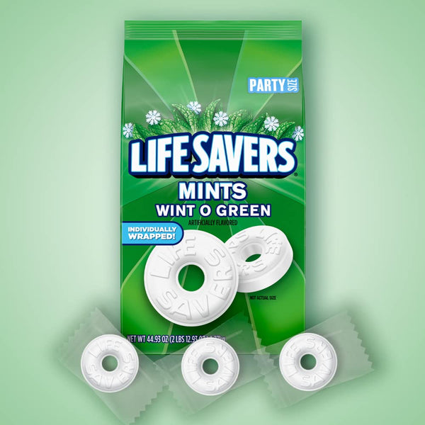 Life Savers Wint-O-Green Breath Mints, 44.93 oz bulk hard candy in individual wrappers