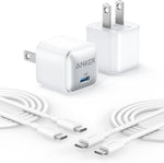 Anker USB C Charger Block, 20W PIQ 3.0 Compact Fast Charging for iPhone 17/16/15 and More Series, Galaxy, Pixel 4/3, iPad (2 Pack & 2 Cable)