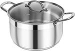 Kirecoo Stainless Steel Stock Pot - 8 Quart Heavy Duty Induction Cooking Pot with Visible Lid for Pasta, Soup, Spaghetti, Nonstick Thick Bottom Big Stockpot, Deep Cookware for Canning, Boiling, Simmer