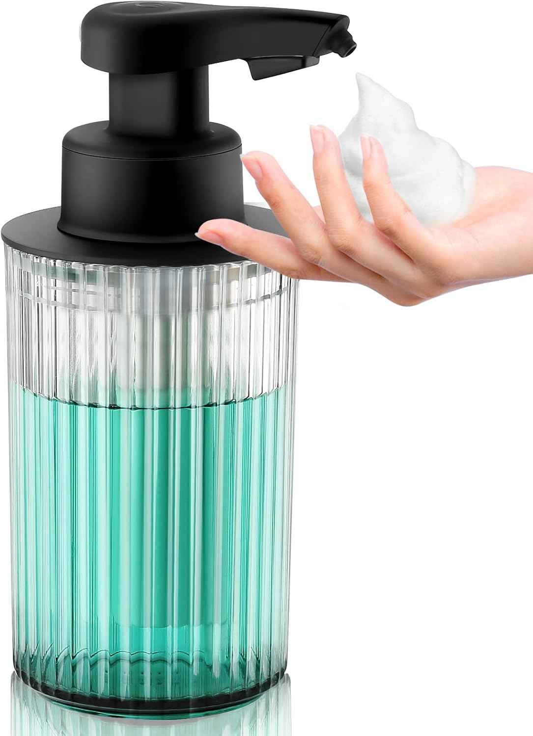 Automatic Soap Dispenser Liquid Touchless: 9oz Black Plastic - Rechargeable Electric Smart 3 Level Adjustable Auto Hand Soap Dispenser - Dish Bathroom Kitchen
