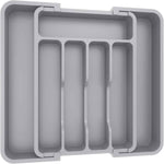Lifewit Silverware Drawer Organizer, Expandable Utensil Tray for Kitchen, BPA Free Flatware and Cutlery Holder, Adjustable Plastic Storage for Spoons Forks Knives, 8.5-14 x 12", Black