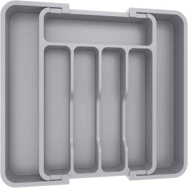 Lifewit Silverware Drawer Organizer, Expandable Utensil Tray for Kitchen, BPA Free Flatware and Cutlery Holder, Adjustable Plastic Storage for Spoons Forks Knives, 8.5-14 x 12", Black