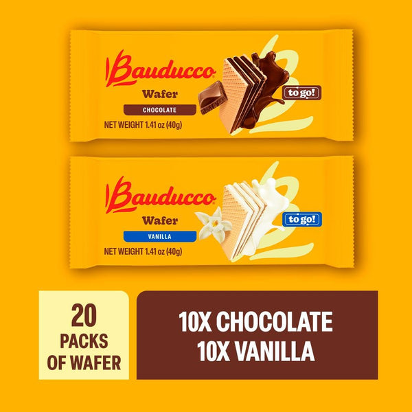 Bauducco Chocolate and Vanilla Wafer Cookies, 28.2oz, Pack of 20