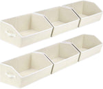 Closet Organizers Bins 6 Packs - Large Closet Shelf Organizer with Handles, Fabric Trapezoid Storage Bins, Collapsible Storage Cubes for Clothes, Towels, Light Gray