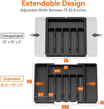 Lifewit Large Silverware Drawer Organizer - Expandable Utensil Tray for Kitchen, Adjustable Storage