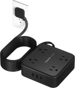 TESSAN Surge Protector Power Strip, 5 Ft Flat Plug Extension Cord with 3 USB (1 USB C) 8 Outlets, 900J Surge Protection, 3 Sided Outlet Extender with Power Switch for Office, Dorm Room Essentials