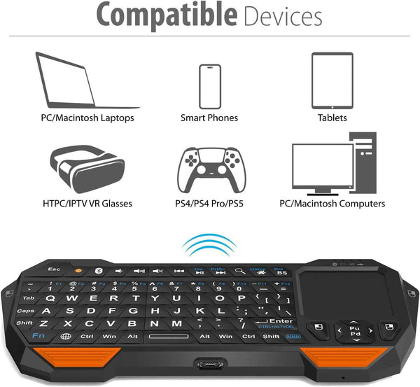 Fosmon mini wireless QWERTY keypad with touchpad, Bluetooth 3.0, compatible with Apple TV and PS4