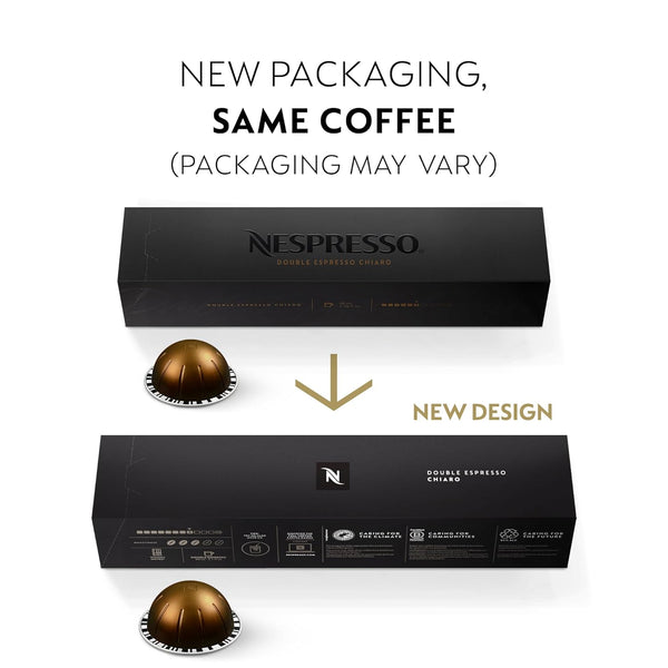 Nespresso Capsules Vertuo Double Espresso Chiaro Medium Roast Coffee Pods 30-Count
