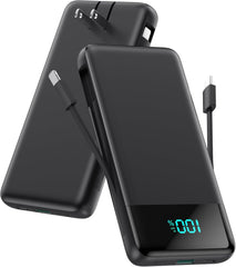 Portable Charger for iPhone with Built-in Cables and Wall Plug,Upgraded 13800mAh Fast Charging USB C Power Bank,4 Outputs Slim Travel Essential Battery Pack for iPhone 17/16/15/14/13,Galaxy,Android