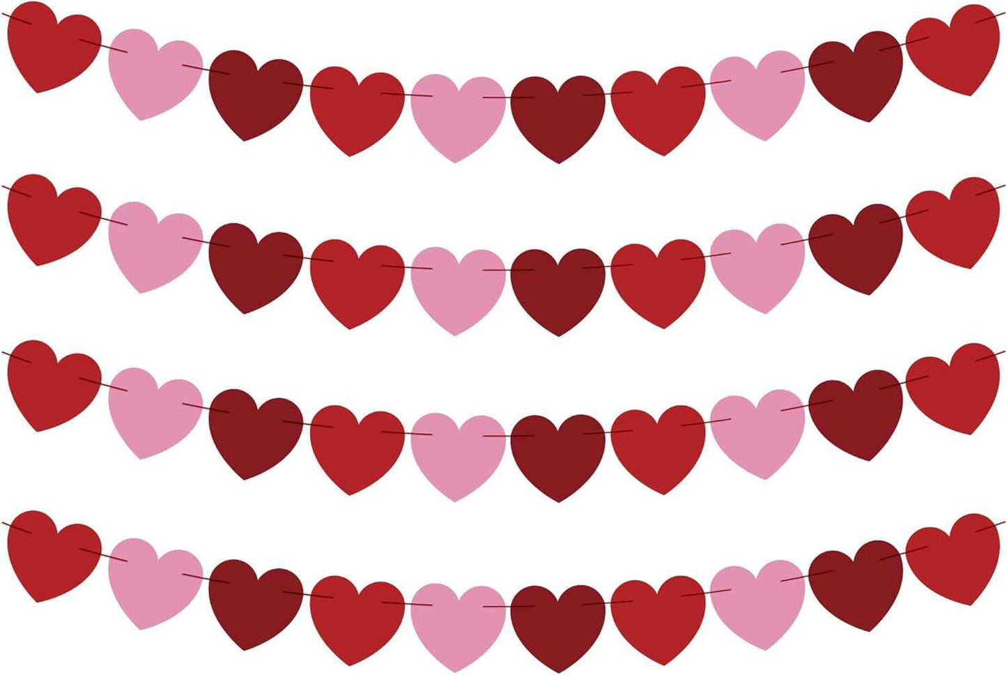 OHOME Valentines Day Decorations - Heart Valentines Garland - 40 Pack Valentine's Day Backdrop Banner Valentine's Day Accessories Party Favors for Door Wall Classroom School Home-Valentines Day Decor