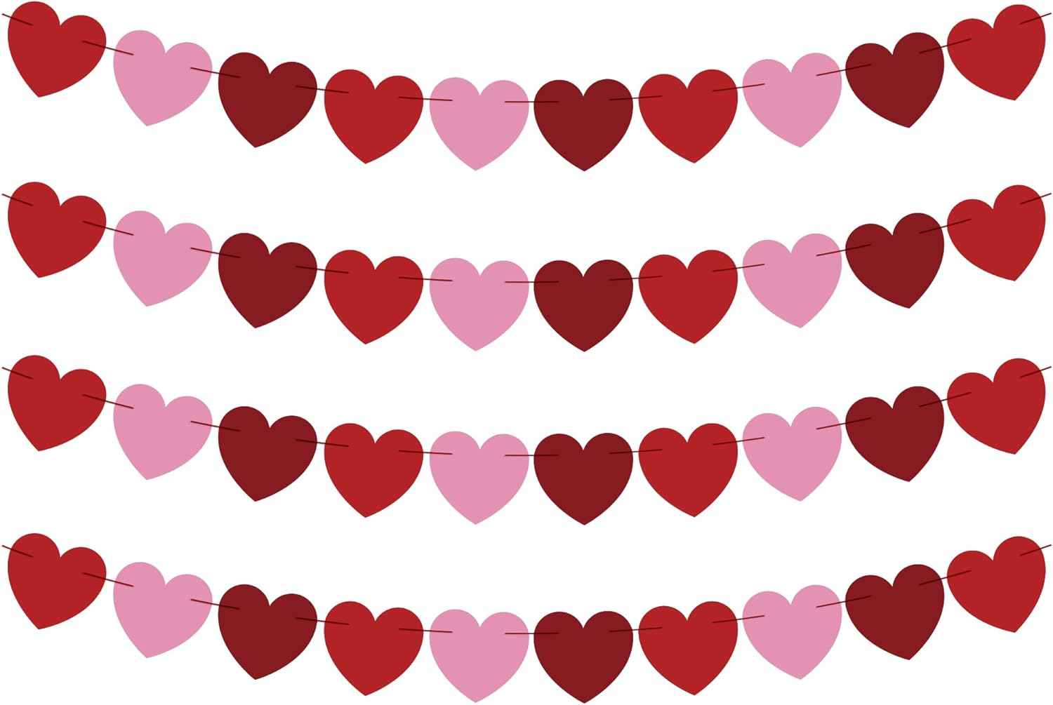 OHOME Valentines Day Decorations - Heart Valentines Garland - 40 Pack Valentine's Day Backdrop Banner Valentine's Day Accessories Party Favors for Door Wall Classroom School Home-Valentines Day Decor