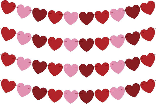 OHOME Valentines Day Decorations - Heart Valentines Garland - 40 Pack Valentine's Day Backdrop Banner Valentine's Day Accessories Party Favors for Door Wall Classroom School Home-Valentines Day Decor