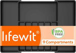 Lifewit Large Silverware Drawer Organizer, Expandable Utensil Tray for Kitchen, BPA Free Flatware and Cutlery Holder, Adjustable Plastic Storage for Spoons Forks Knives, Large, Black