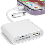 iPhone SD Card Reader, USB Camera Adapter Plug and Play Supports SD and TF Card, No App Required