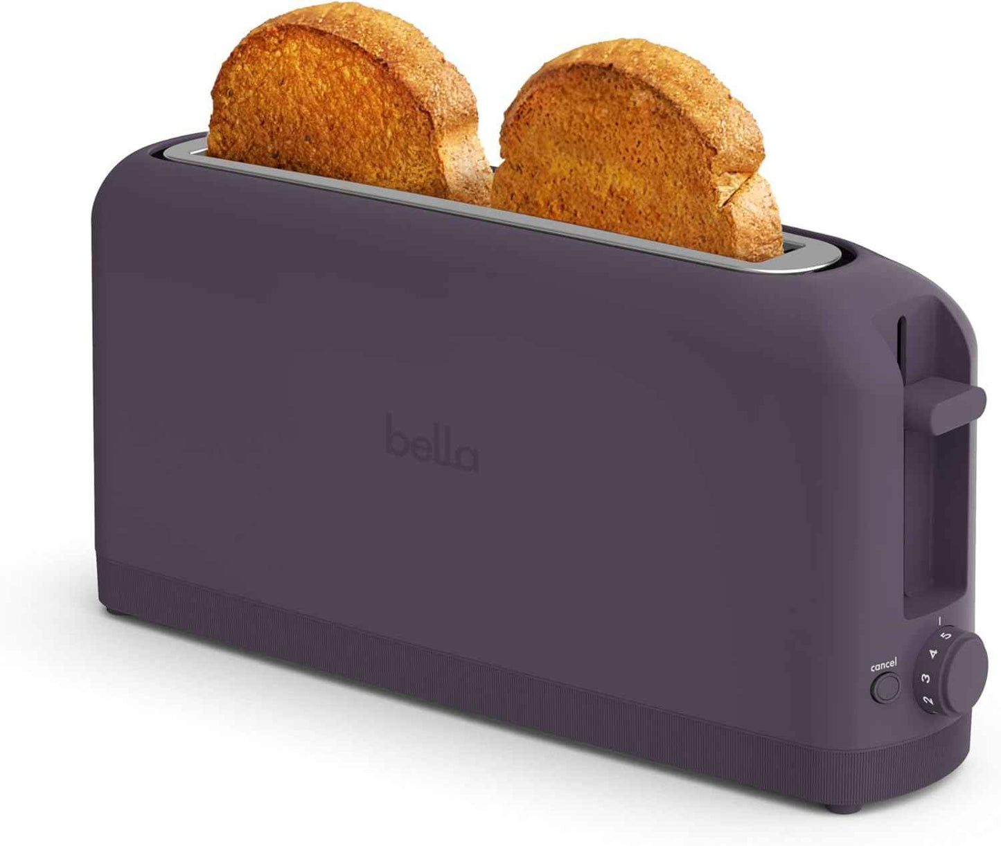 bella 2 Slice Slim Toaster, Fits-anywhere™ Kitchenware, 6 Setting Shade Control with Reheat & Cancel Buttons, Fits sourdough, 10” Long Slot, Anti Jam & Auto Shutoff, 900 Watt, Oatmilk