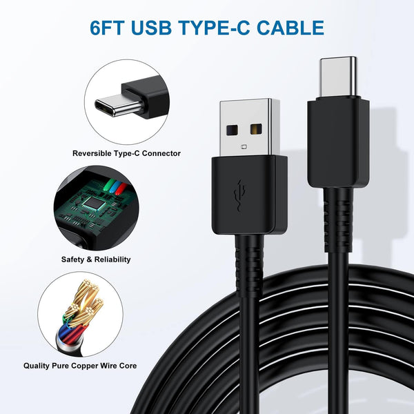 2 Pack USB C Android Phone Wall Charger Block & 6ft Charge Cable Cord
