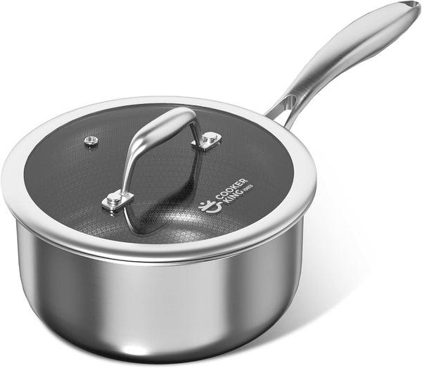 3 quart stainless steel saucepan with lid for all stovetops
