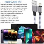 TAKAGI MFi certified Lightning cable 3PACK 6FT nylon braided for iPhone 14/13/12/11 Pro Max/XS MAX/XR/XS/X/8/iPad