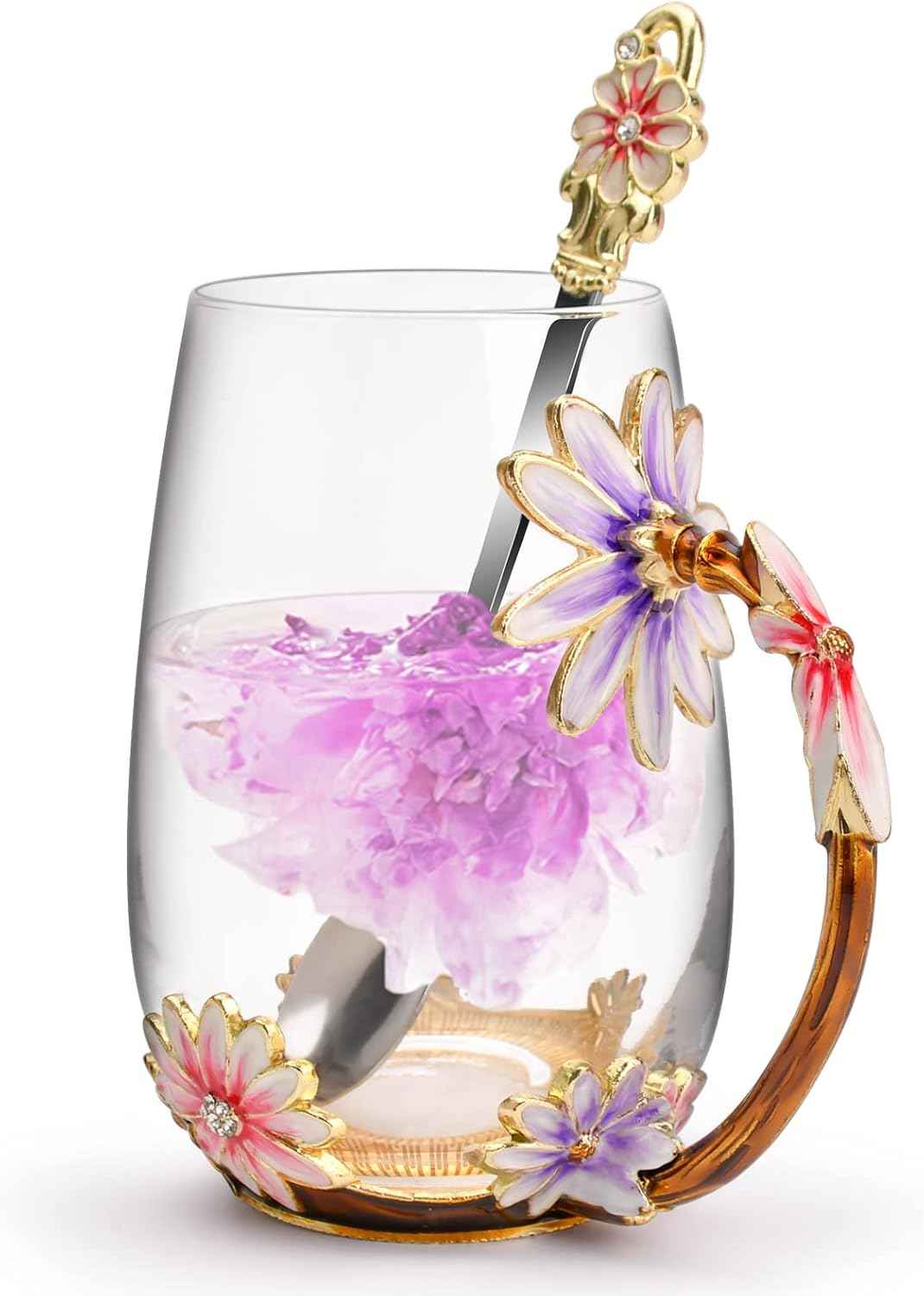 OEAGO Gifts for Mom Women Valentines Day Gifts for Her Glass Coffee Enamels Mug Best Birthday Valentine's for Girlfriend Wife Mothers Day from Daughter Son Tea Cup Stocking Stuffers Christmas