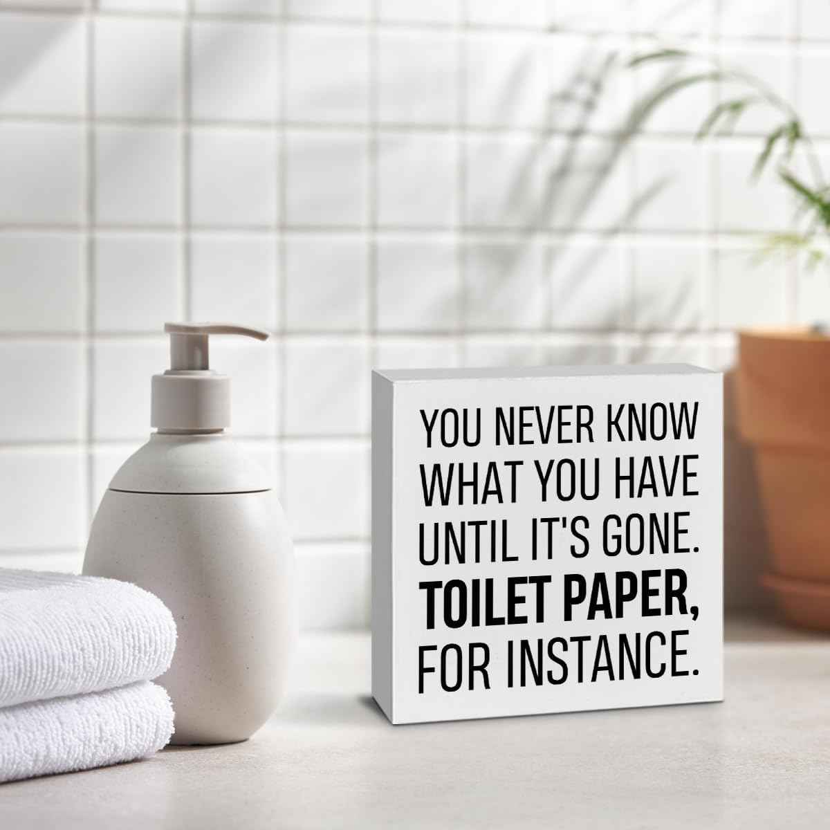 Funny Restroom Bathroom Wooden Signs, Funny Bathroom Sayings, Humor Washroom Quotes Block Plaque, Wall Art/Home Decor, Rustic Wooden Box Signs, Farmhouse Decor, Housewarming Gift