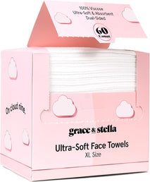 grace & stella XL disposable face towels - ultra-soft & absorbent vegan travel essentials for cleansing & makeup removal