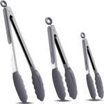 HOTEC Premium 7 & 9 Inch Kitchen Tongs, Stainless Steel Locking Cooking Tongs with Silicone Tips, Non-Scratch & Heat Resistant, Serving Tongs for Salad, BBQ, Classic Blue, Set of 2