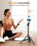 eucos 62 inch phone tripod with remote and extendable cell phone stand