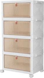 4-tier plastic storage bins with wheels for office and home use
