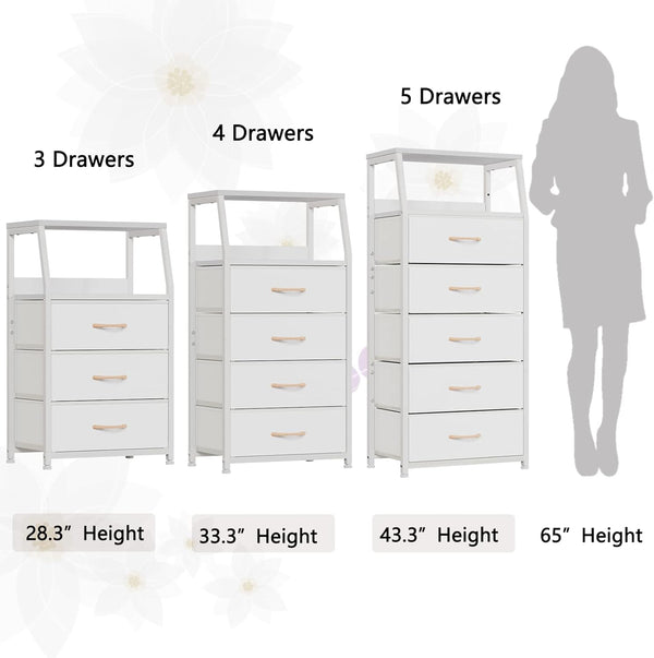 White dresser with 5 drawers for bedroom, hallway, entryway, nursery, closet organizer