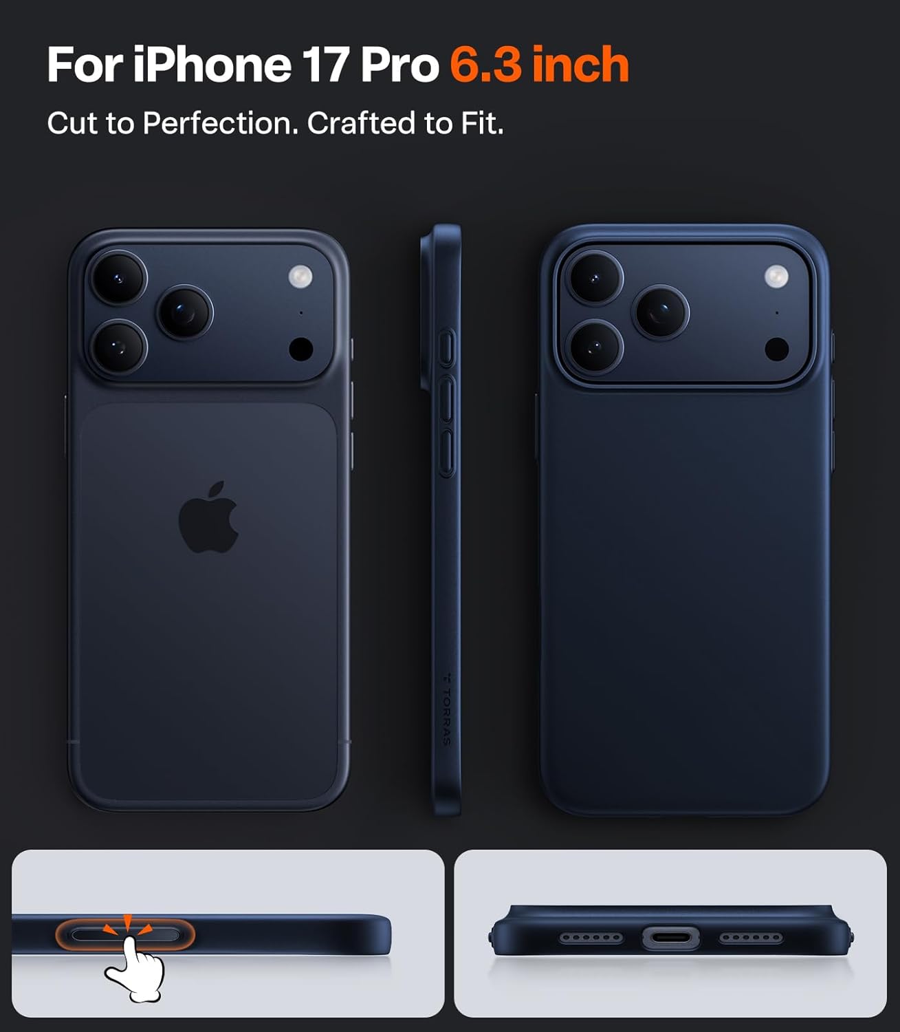 TORRAS Magnetic Slim Fit for iPhone 17 Pro Case 6.3 inch, Ultra-Thin, Compatible with MagSafe, Lightweight Matte Anti-Scratch Hard PC Cover Phone Case for iPhone 17 Pro OriginFit, Deep Blue