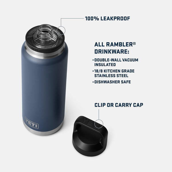 YETI Rambler 36 oz Bottle with Chug Cap and Stainless Steel Construction