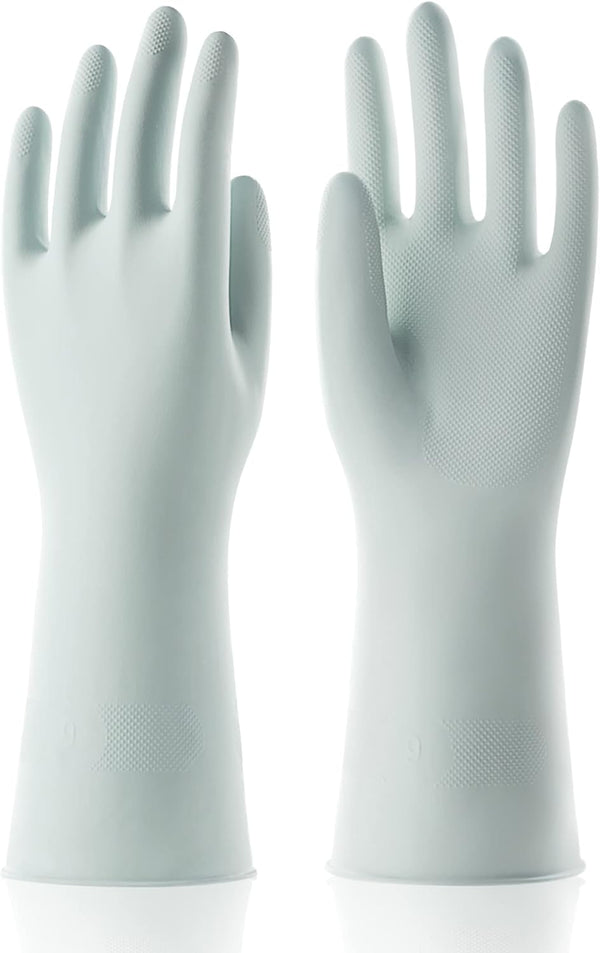 COOLJOB 3 Pairs Colorful Household Gloves with Cotton Liner & Non-slip Grip, Water Resistant Reusable Dish Washing Rubber Gloves for Kitchen & Bathroom Cleaning, Medium
