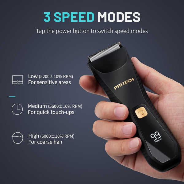 Prtech manscape body hair trimmer for men waterproof pubic hair ball trimmer with ceramic blade electric body shavers for men sensitive skin safe