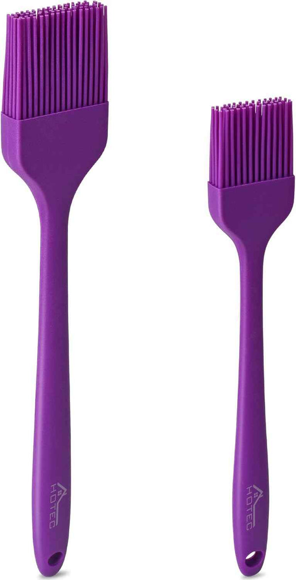 HOTEC 600℉ Heat Resistasnt Basting Brushes, BPA Free Silicone Pastry Brush, Spread Oil Butter Sauce Marinades for BBQ Grill Barbecue Baking Kitchen Cooking Dishwasher Safe (Black 2)