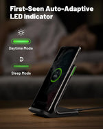 INIU Wireless Charger, 15W Fast Qi Certified Wireless Charging Station with Sleep-Friendly Adaptive Light Compatible with iPhone 16 15 14 13 Pro XS 8 Plus Samsung Galaxy S25 S24 S23 Note 20 Google etc - Rayz Mart